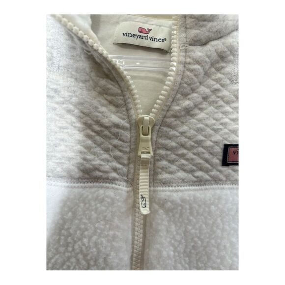 Vineyard Vines White Sherpa Fleece gray Quilted Full Zip Vest XXS - Picture 4 of 6